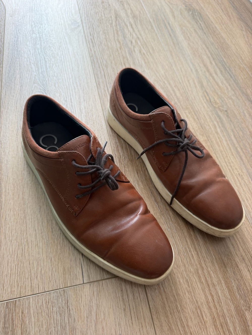 Calvin Klein brown leather sneaker shoes